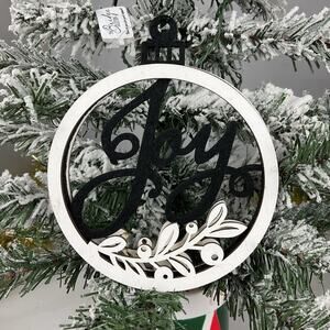 Christmas Tree Ornament—“JOY” Black And White-The Bridge Collection